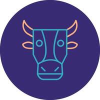 Cow Line Two Color Circle Icon vector