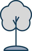 Tree Line Filled Grey Icon vector