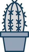 cactus línea lleno gris icono vector