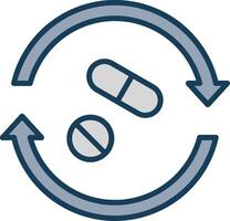 Pill Line Filled Grey Icon vector