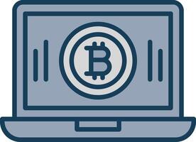 Bitcoin Mining Line Filled Grey Icon vector