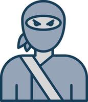 ninja línea lleno gris icono vector