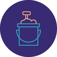 Sand Bucket Line Two Color Circle Icon vector