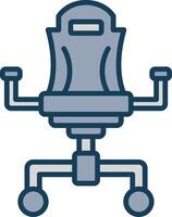 Gaming Chair Line Filled Grey Icon vector