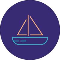 Sailing Boat Line Two Color Circle Icon vector