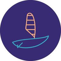 Windsurfing Line Two Color Circle Icon vector