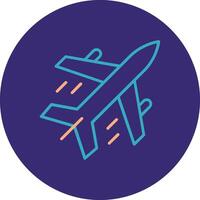 Airplane Line Two Color Circle Icon vector