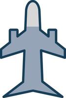 Plane Line Filled Grey Icon vector
