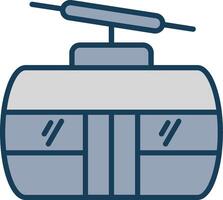 Cableway Line Filled Grey Icon vector