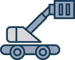 Boom Lift Line Filled Grey Icon vector