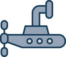 Submarine Line Filled Grey Icon vector