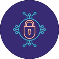 Cyber Security Line Two Color Circle Icon vector