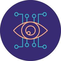 Eye Recognition Line Two Color Circle Icon vector