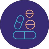 Pills Line Two Color Circle Icon vector