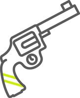 icono de dos colores de línea de pistola vector