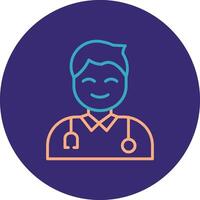 Male Doctor Line Two Color Circle Icon vector