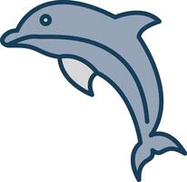 Dolphin Line Filled Grey Icon vector