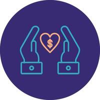 Chrity Donation Line Two Color Circle Icon vector