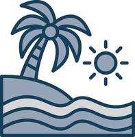 Beach Line Filled Grey Icon vector