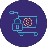 Secure OnLine Two Color Circle Shopping Line Two Color Circle Icon vector