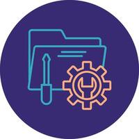 Tech Services Line Two Color Circle Icon vector
