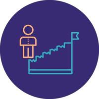 carrera línea de escalera dos color circulo icono vector