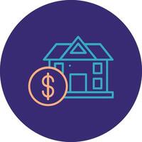 Home Value Line Two Color Circle Icon vector