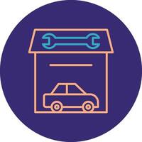 Garage Line Two Color Circle Icon vector