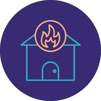 Home Fire Line Two Color Circle Icon vector