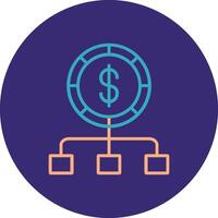 Budget Line Two Color Circle Icon vector