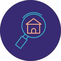 Search Home Line Two Color Circle Icon vector