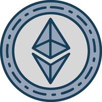 Ethereum Coin Line Filled Grey Icon vector