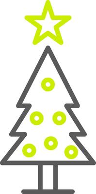Christmas Tree Line Two Color Icon
