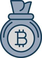 Bitcoin Bag Line Filled Grey Icon vector