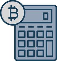 bitcoin calculadora línea lleno gris icono vector