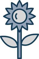 Sunflower Line Filled Grey Icon vector