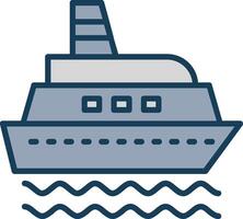 Ship Line Filled Grey Icon vector