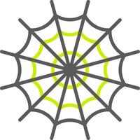 icono de dos colores de la línea de tela de araña vector