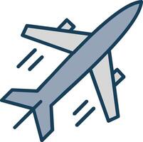 Plane Line Filled Grey Icon vector