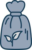 Bio Garbage Bag Line Filled Grey Icon vector