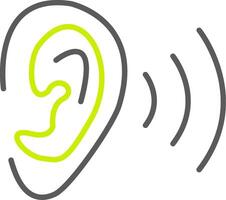 Ear Line Two Color Icon vector