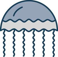 Jellyfish Line Filled Grey Icon vector