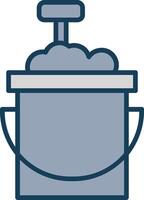 Sand Bucket Line Filled Grey Icon vector