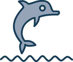 Dolphin Show Line Filled Grey Icon vector