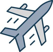 Airplane Line Filled Grey Icon vector