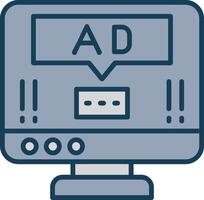 Ad Pop Up Line Filled Grey Icon vector