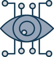 Eye Recognition Line Filled Grey Icon vector