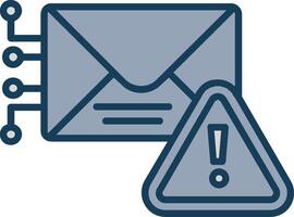 Warning Mail Line Filled Grey Icon vector