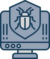 Anti Virus Shield Line Filled Grey Icon vector