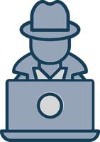 Hacker Line Filled Grey Icon vector